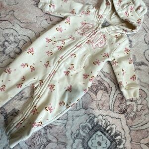 GAP Cream Onesie with Pink Floral Design